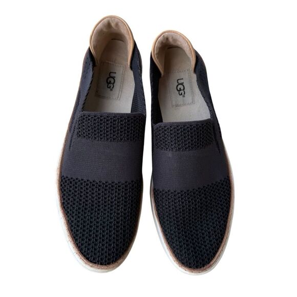 UGG Alameda Sammy Slip-On sneaker Loafers Sz 8 black knit round toe flat shoe - Picture 3 of 9